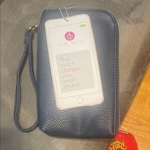 Navy Phone Charging Clutch